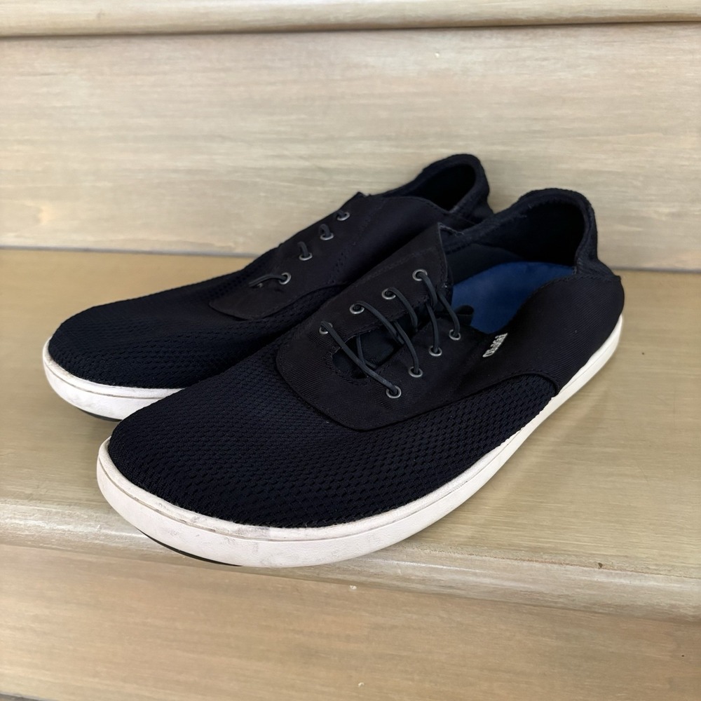 Olukai Nohea Moku Shoes Mens Size 9.5 US Black Slip-On Loafers Sneakers 10283